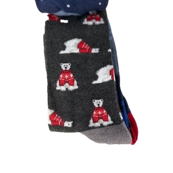 Holiday Socks Men's Crew Socks 3 Pair Spirits Bears Monkeys with Beer Size 8-13 - Picture 4 of 7